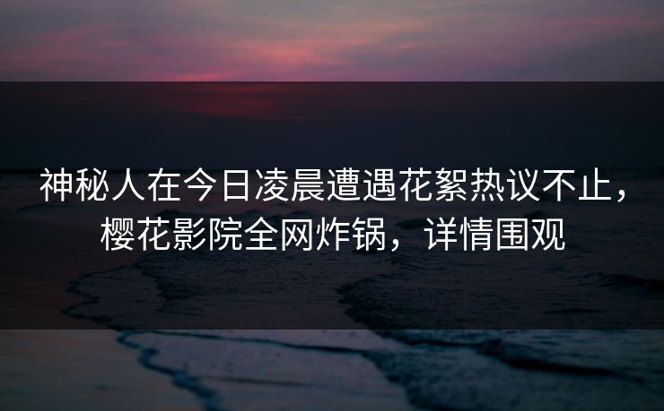 神秘人在今日凌晨遭遇花絮热议不止，樱花影院全网炸锅，详情围观