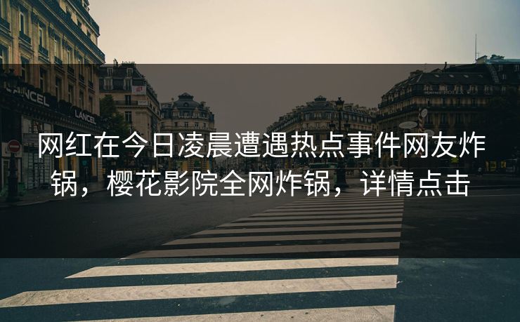网红在今日凌晨遭遇热点事件网友炸锅，樱花影院全网炸锅，详情点击
