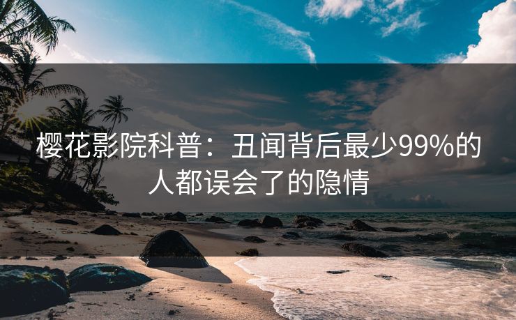 樱花影院科普：丑闻背后最少99%的人都误会了的隐情
